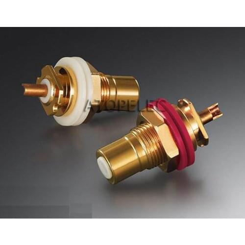 2pcs EIZZ 24K Gold Plated Brass RCA Jack Female Socket Connector for HiFi Audio Video TV CD AMP Panel Chassis Mount EZ-102