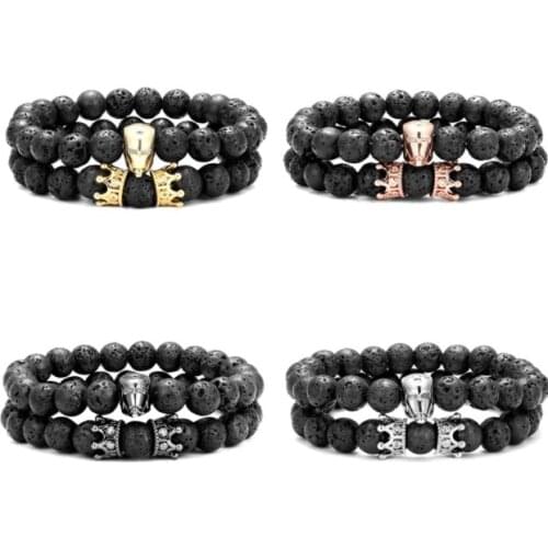 2pcs/lot 8mm warrior gold silver copper cz zircon cubic zirconia beads Yoga Bracelet elastic agate Stone Bangles yj435