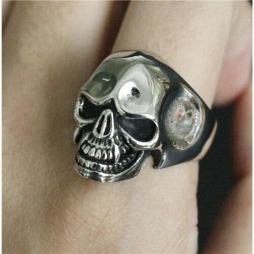 2016 Mens Polishing Simple Style Skull Ring 316L Stainless Steel Men Boys Fashion Cool Man Biker Ring