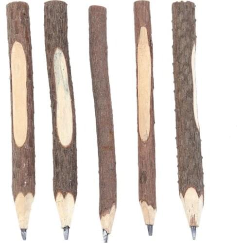 5Pcs Retro Vintage Wooden Branch Pencil Natural Wood Ecological Bark Pencil Stationery Office School Supplies