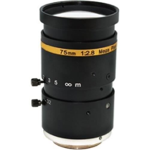 75 mm 1" F2.8 manual iris 10mp 75mm c mount machine vision lens