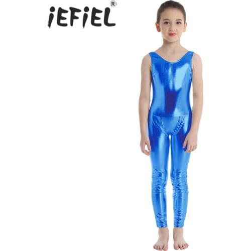 American Ballet Lyrical Dance Costumes for Kids Girls Shiny Ballet Dance Ballerina Gymnastics Leotard Jumpsuit Unitard Dancewear