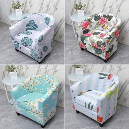 Leaves Printed Split Style Tub Armchair Cover Elastic Sofa Covers Spandex Couch Slipcovers for Living Room Bar Club Chair Cover