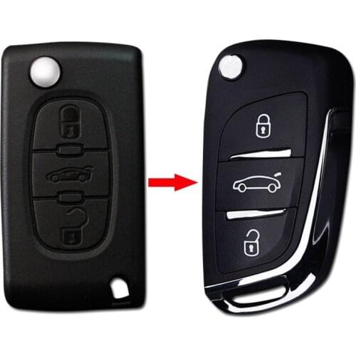 Modified Flip Folding Key Shell 3 Buttons for Citroen C2 C3 C4 Coupe VTR Berlingo C6 C8 Remote Key Replacement Case with Logo