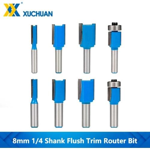 2 Flute Straight End Mill Edging Router Bit 8mm 1/4 Shank Tungsten Carbide Router Bits Wood Engraving Bits Flush Trim Router Bit