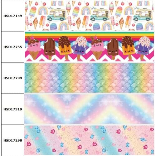 HSDCraft Ice Crea Colorful Grosgrain Ribbon Cartoon Printed Grosgrain/Satin Ribbon for DIY Sewing Hairbow Accessories Decoration