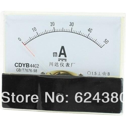 Indicator DC Amperometer Head 44c2 DC 0-50mA 20mA 30mA 100mA 200mA 300mA 500mAAnalog Panel AMP Current Meter Ammeter Gauge
