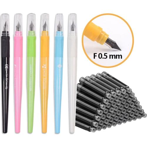 Kawaii Fountain Pen Replacable Ink Set F 0.5 mm School office supplies Caligraphy pen Stationery