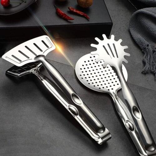 Stainless Steel Kitchen Tongs Heat-resistant Hollow Barbecue Tongs Steak Clip Frying Fish Spatula Kitchen Tool Barbecue Tool