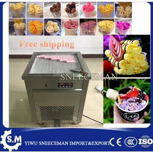 Free shipping 50cm pan roll machine automatic fried ice cream rolling rolled machine frying soft ice cream maker