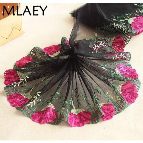 MLAEY 2Yards Mei red Exquisite Embroidered Flower Lace Trim High Quality Lace Fabric DIY Craft&Sewing Dress Clothing Accessories