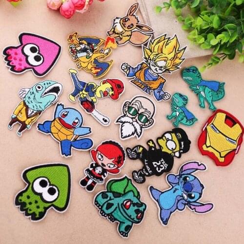 Cartoon Anime Embroidered Patches Cloth Sticker Hot Heat Transfer DIY Iron Sew On Clothing Bag Shoes