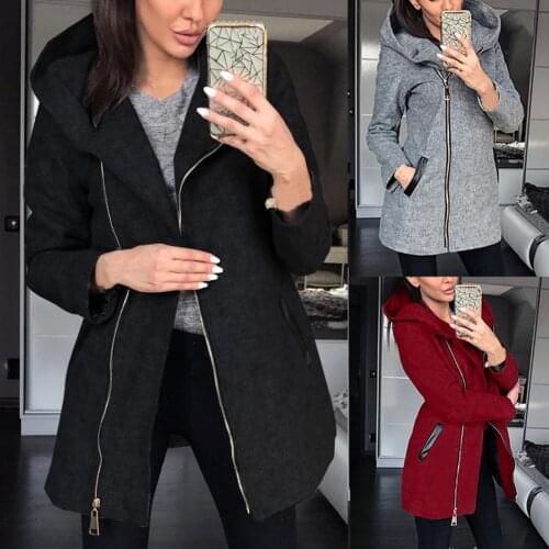 Soft Stylish Hooded Pockets Long Casual Sweatshirt Skin-friendly Basic Jacket Solid Color Female Clothing