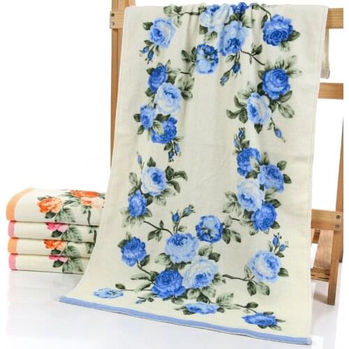 Soft Lady Peony flowers Towel Cotton shower gift Home Textile Women face Towel 34x74cm Towels Terry For adults