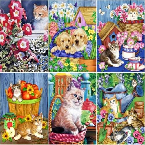 CHENISTORY 60x75cm Frame Painting By Number For Adults Acrylic Drawing Coloring By Numbers Cat Modern Wall Art Picture Diy Gift