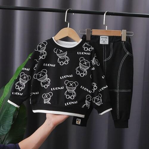 New Baby Girls Boys Clothing Spring Children Clothes Full Printe Suit Cotton Kids T Shirt Long Pants 2Pcs/Sets Infant Tracksuits
