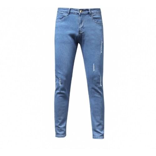 New Men Patchwork Jeans Pants Casual Male Ripped Skinny Pencil Pants Slim Biker Denim Trousers 2020