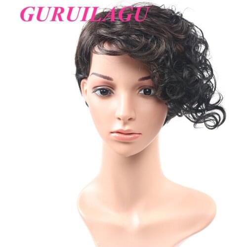 GURUILAGU Wigs for Women Synthetic Hair Curly Heat Resistant Fiber Short Wig Machine Made Natural Color Synthetic Wig Women