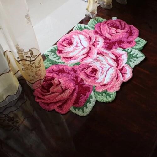 Anti-slip 3d Rose Carpet Doormat Handmade Door Mat for Living room Area Rug