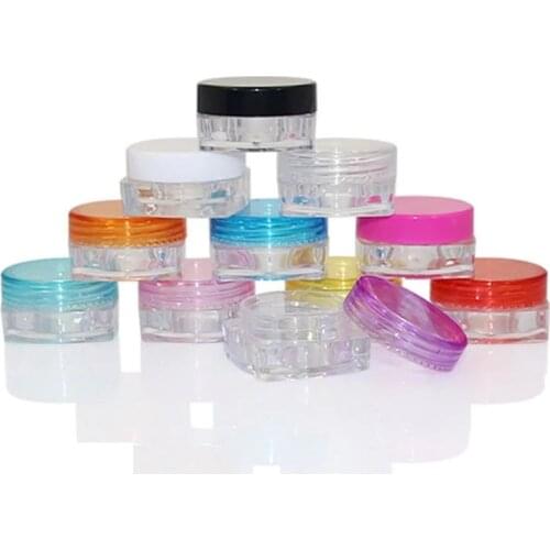 30Pcs 3g 5g Plastic Empty Cosmetic Sample Jar Pot Vials Square Bottom Makeup Container For Face Cream Lip Balm Nail Art Storage