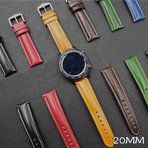 Genuine Leather 20-22mm Watch Band For Samsung S3 Classic Froniter Gear S2 Gear Sport Straps For Huawei Watch 2 For Huami 1 2