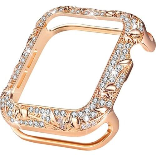 Luxury Rhinestone Cover for iWatch Series 6 5 4 40mm 44mm Diamond Protective for Apple Watch 6 SE 3 42mm 38mm Women Jewelry Case