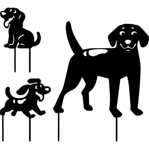 Animal Silhouette Acrylic Garden Stake Black Puppy Dog Shaped Yard Decoration Lawn Outdoor Home Decor SAL99