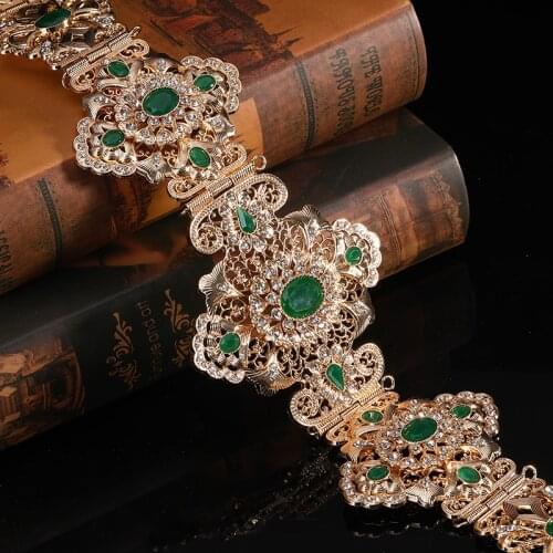 Caftan jewelry Algerian wedding belt Moroccan metal belt for woman bridal golden dress waist chain