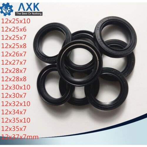 Oil Seal Gasket TC 12*25*26*27*28*30*32*34*35*37*6*7*8*10 mm 10Pcs Bearing Accessories NBR Nitrile Rubber Skeleton Oil Seals