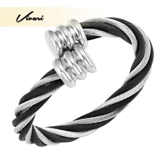Vivari 2-Tone Silver Color Black Size Adjustable Magnetic Resizable Ring For Women Magnet Ladies Jewelry Charm Finger Wear Ring