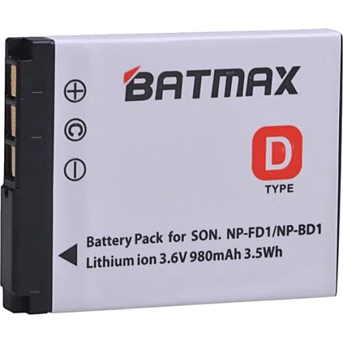 Batmax 3.6V 980mAh NP-FD1 NP-BD1 Battery For sony DSC T300 TX1 T900 T700 T500 T200 T77 T900 T90 T70 T2 G3 S930