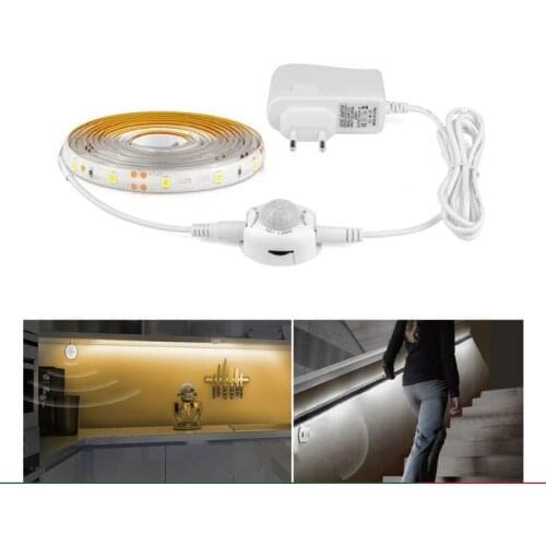 1M/2M/3M/4M/5M Waterproof Night light LED Strip White/Warm White LED under Bed Side Kitchen Wardrobe Stairs Lighting Tape