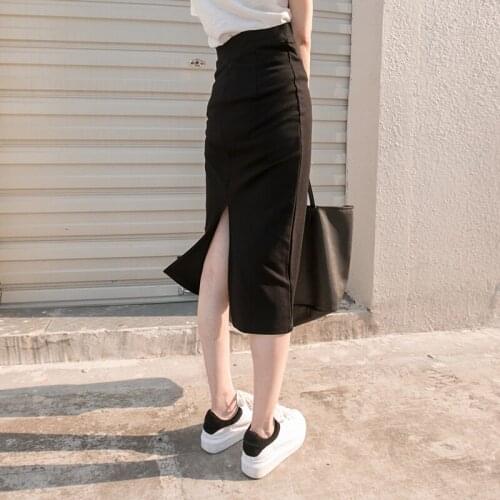 2021 Hip skirt, half-length skirt, spring and summer high waist mid-length skirt, female skirt, split ends, thinner step