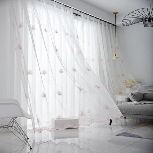 Window Screen Curtain Voile Embroidered White Curtain Balcony Bedroom Living Room Screen Curtain Shade Floating Screen Tulle