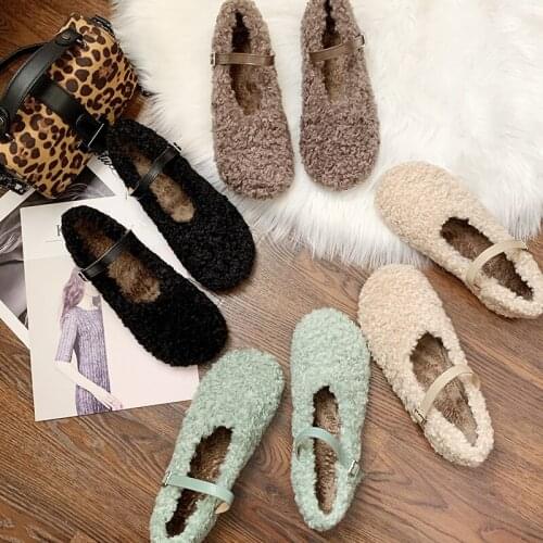 Female Wild Hair Ball A Pedal Lazy Warm Cotton Shoes Women Short Plush women shoes Fashion Autumn And Winter Peas Shoes U12-77