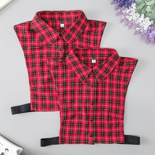 Unisex Plaid Fake Collars for Women Lapel Detachable Collar Vintage Blouse Tops False Collars Female Decorative Faux Col