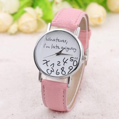 Montre dame 2020 Hot Sale Style Woman Wristwatch Fashion Letter Pattern Leather strap Women Watches Lady Casual Student Watch