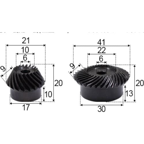 1M-20 / 40Teeths 1: 2 Ration Precision Spiral Bevel Gear Spiral Bevel Gear 0.15g