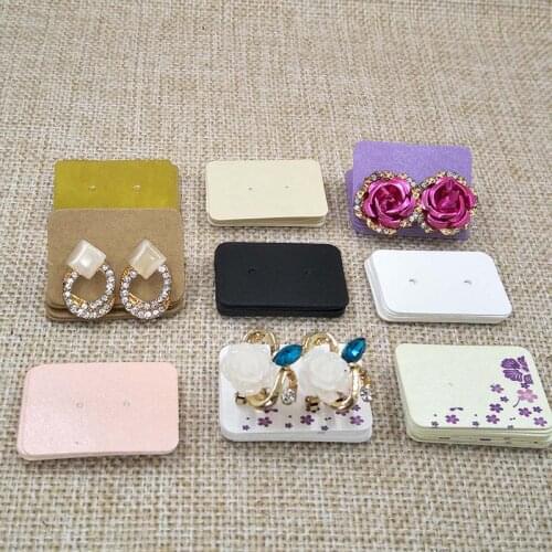 100PCS 3.5*2.5cm multi color Paper cute Stud earring HangTag card custom logo cost extra Jewelry Display packing Card