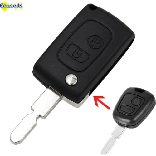 2 Buttons modified Flip Remote Key Shell case fob for Peugeot 406 with uncut NE78 blade