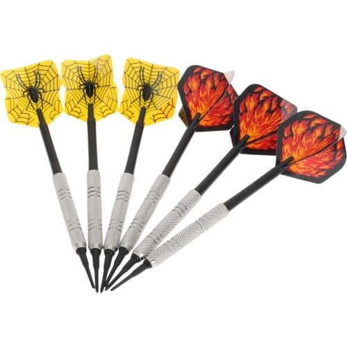 2 Sets/6pcs Soft Point Darts Set 14g Soft Needle Tip Dart- Standard Thread Plastic Shaft & 12g Barrel & Nice Fire Pattern Flight