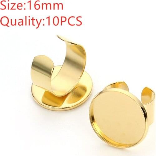 5/10pcs/lot 10-20mm Open Rings Settings Cabochon Base Blank Bezel Trays Cabochon Cameo DIY Rings Findings