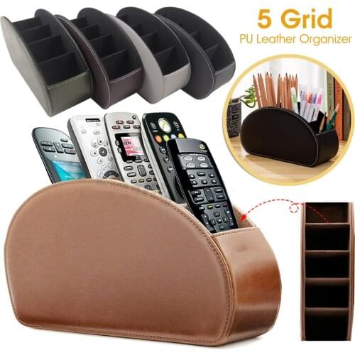 5 Grid Pu Leather Organizer Box Car Storage Bag Remote Control Phone And Tv Holder Desk Storage Box Home Storage Accessories