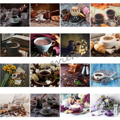 5D DIY Diamond Painting Coffee Afternoon Tea Square Drill Embroidery Kit Rhinestone Cross Stitch Picture Home Decor Restaurant