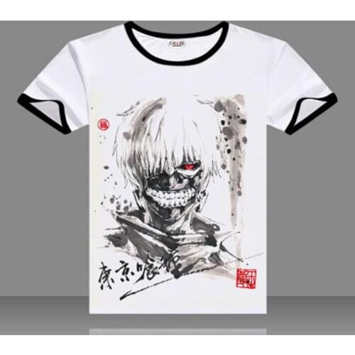 Anime Tokyo Ghoul Cosplay t-shirt Kaneki Ken men tshirt ink painting cotton Tees Tops