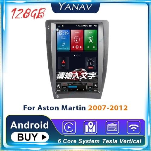 6G+128GB Car Radio Android 10 Tesla Style Screen For Aston Martin 2007-2012 Multimedia Player GPS Navigation buit-in Carplay DSP