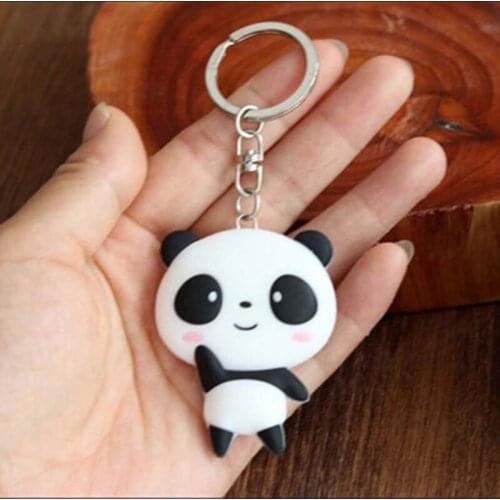 Cute Animal Cartoon Panda Keychains Kids Toy Anime Kawaii Doll Keyrings Holder Silicone Key Chians Gift Car Bag Pendant Jewelry