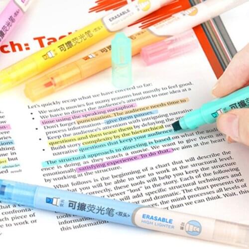 Brand New 6pcs Double Head Erasable Highlighter Pen Marker Pastel Liquid Chalk Fluorescent Pencil Drawing Stationery