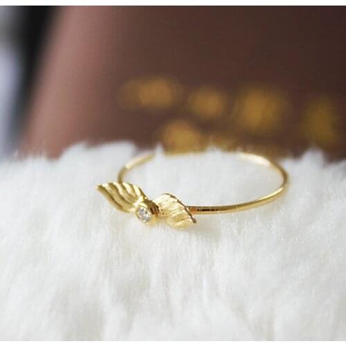 Classic Simple Golden Angel Wings Womens Ring Jewelry For Party Engagement Accessories Size 6-10