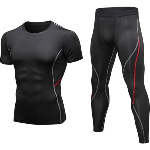 Men Sportswear Compression Underwear Running Tights T Shirt Suit Jogging Gym Fitness joggers Tracksuit Rashguard MMA